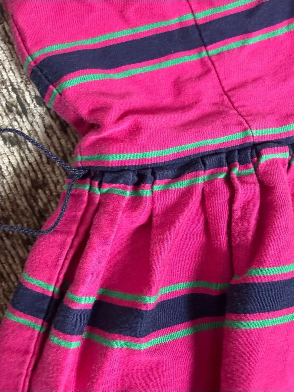 Polo Ralph Lauren Girls Pink Navy Blue Striped A-Line Sleeveless Party Dress Fit